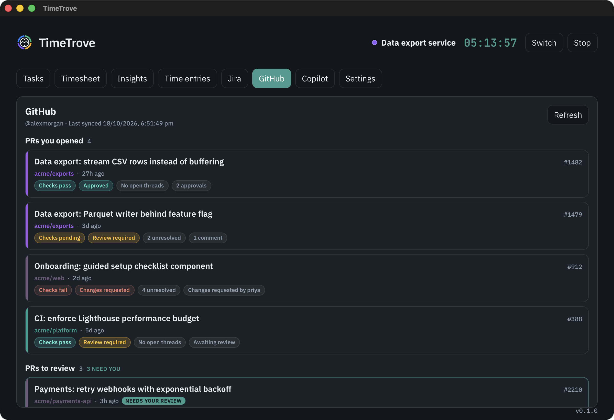GitHub tab